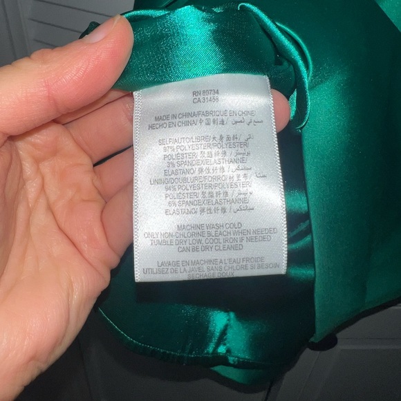 WORN ONCE - MAX AND CLEO Womens Emerald Strapless Satin Peplum Cocktail Dress - Picture 7 of 10